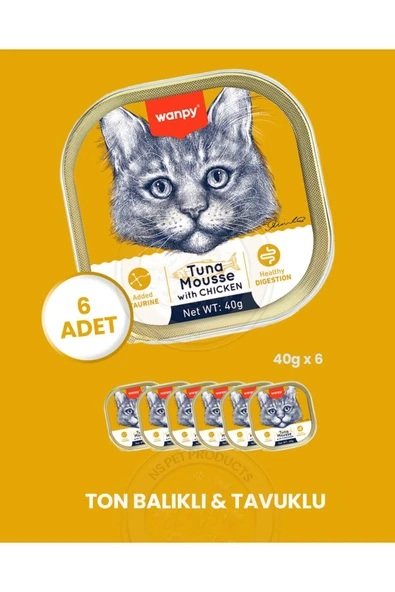 Mousse Ton Balıklı & Tavuklu Alutray Kedi Yaş Maması 6x40 gr ürün görseli 1