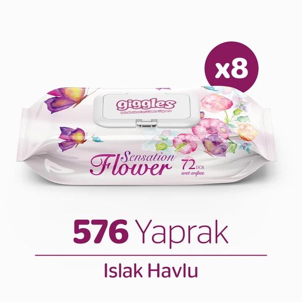 Giggles Sensation Flower Islak Havlu 72'li 8 Paket 576 Mendil ürün görseli 1
