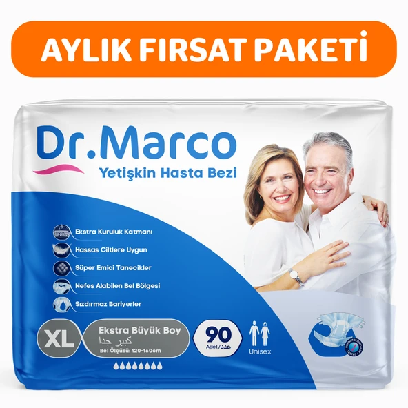 Dr.Marco Yetişkin Bel Bantlı Hasta Bezi Large 3 Paket 90 adet ürün görseli 1
