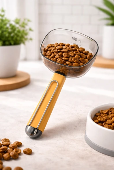 Klipsli Mama Ölçeği 180 ml – Kedi Köpek Kuru Mama Ölçü Kaşığı - 1 ADET ürün görseli 1