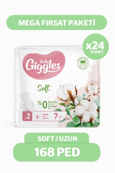 Giggles Lady Soft Hijyenik Ped Uzun Mega Fırsat Paketi 168 Adet ürün görseli 1
