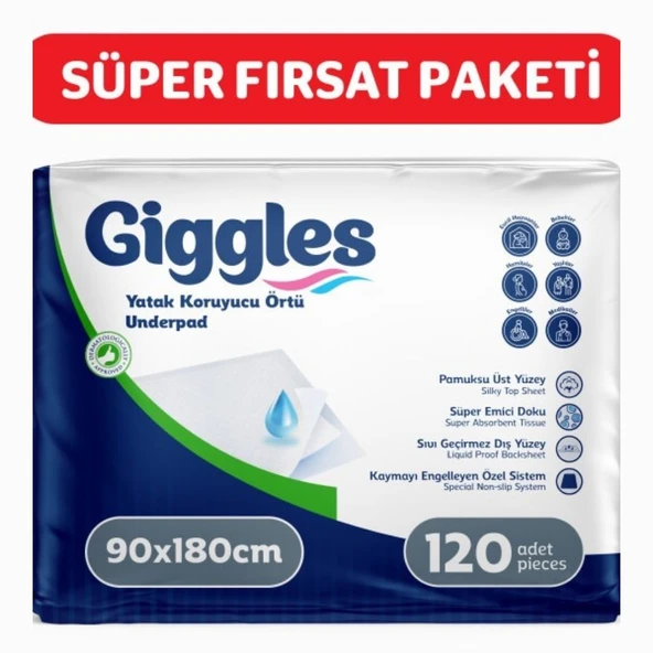 Giggles 90x180 Yatak Koruyucu Örtü 30'lu 4 Paket 120 Adet ürün görseli 1