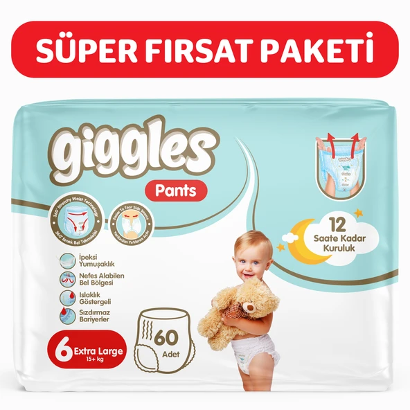 Giggles Pants Külotlu Bebek Bezi 6 Numara XLarge 60 Adet ürün görseli 1
