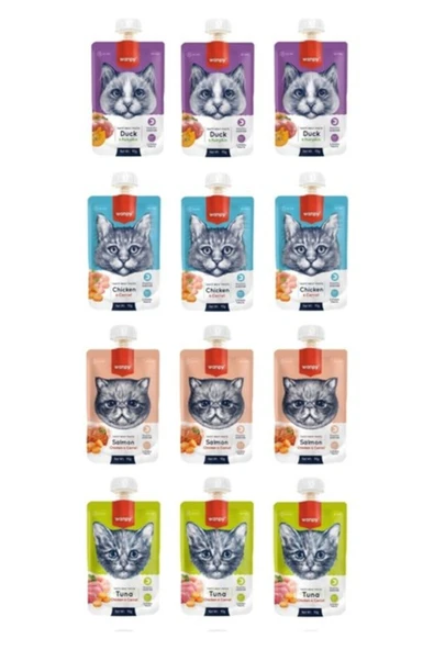 TOM&JERRYPETSHOP - 4 Çeşit Karma Kedi Et Ezmesi 90 Gr. X 12 Adet ürün görseli 1