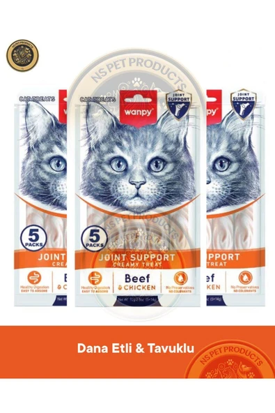 Bone Support - Eklem Sağlığı Sığır Et & Tavuk kedi Krema Ödül Maması Seti 3 adet - 5x14 gr ürün görseli 1