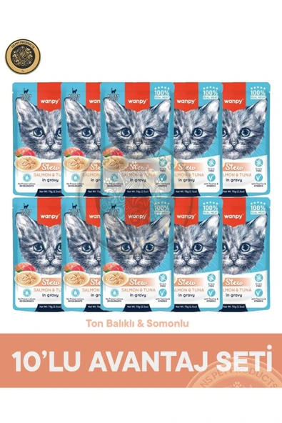 Pouch Somon & Ton Balık Yavru Kedi Yaş Maması Seti 10x70 gr ürün görseli 1