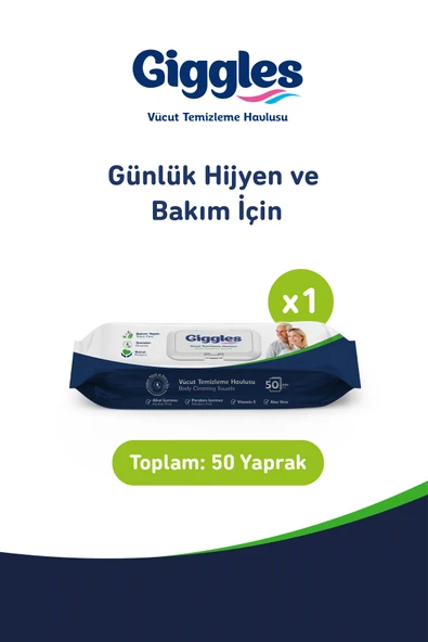 Giggles Vücut Temizleme Havlusu 50'li 1 Paket 50 Havlu ürün görseli 1