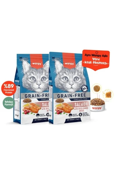 Tahılsız Somonlu Yetişkin Kedi Maması 1,5Kg X 2 Adet ürün görseli 1