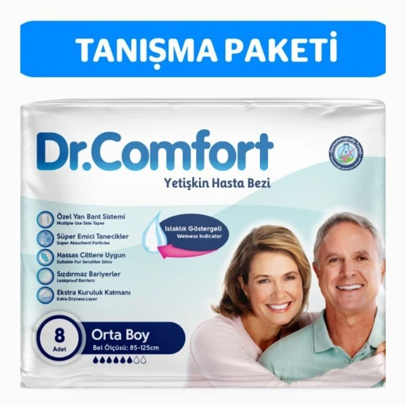 Dr.Comfort Yetişkin Bel Bantlı Hasta Bezi Medium 8'li 1 paket 8 adet ürün görseli 1