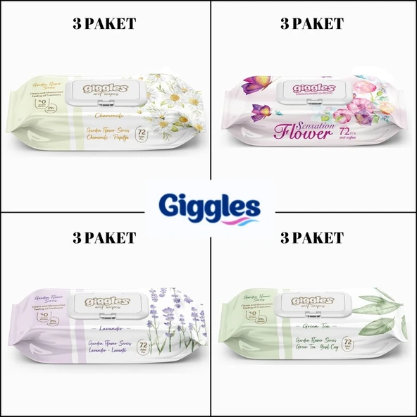 Giggles Islak Havlu Set 72'li 12 Paket 864 Mendil ürün görseli 1
