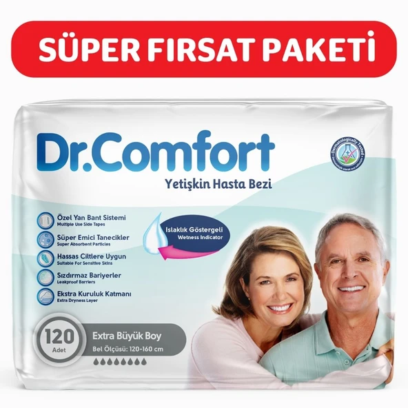Dr.Comfort Yetişkin Bel Bantlı Hasta Bezi Ekstra Large 30'lu 4 paket 120 adet ürün görseli 1