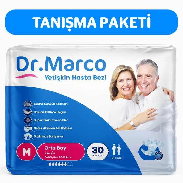 Dr.Marco Yetişkin Bel Bantlı Hasta Bezi Medium 30 adet ürün görseli 1