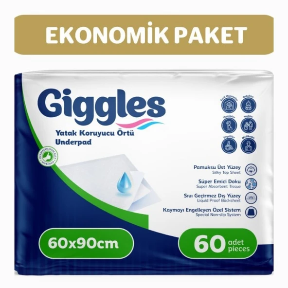 Giggles 60x90 Yatak Koruyucu Örtü 30'lu 2 Paket 60 Adet ürün görseli 1