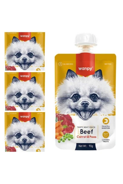 Neo Pet Market Wanpy Taze Sığır Etli Havuçlu Köpek Et Ezmesi Köpek Ödülü 90 gr. X 4 Adet ürün görseli 1