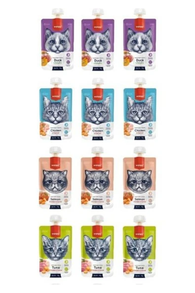 4 Çeşit Karma Kedi Et Ezmesi 90 Gr. X 12 Adet ürün görseli 1