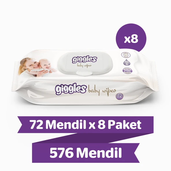 Giggles Baby Wipes Islak Havlu 72'li 8 Paket 576 Mendil ürün görseli 1