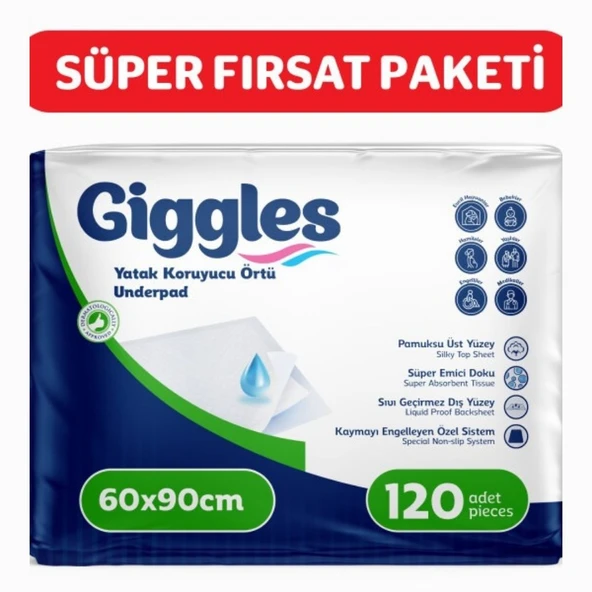 Giggles 60x90 Yatak Koruyucu Örtü 30'lu 4 Paket 120 Adet ürün görseli 1