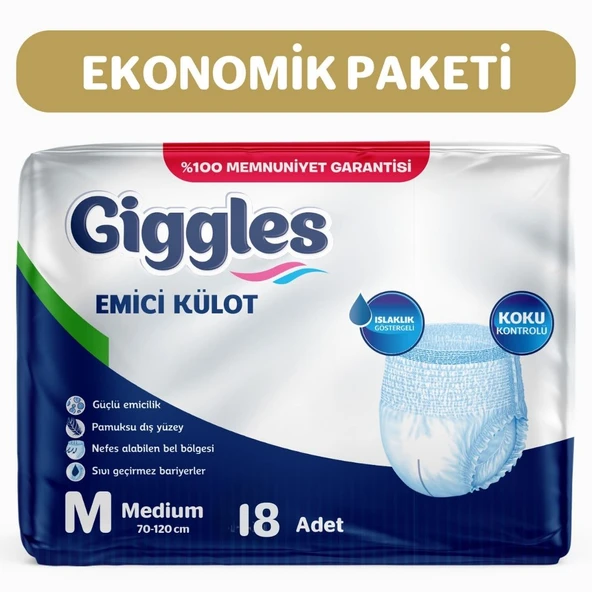 Giggles Yetişkin Emici Külot Medium 9'lu 2 Paket 18 Adet ürün görseli 1