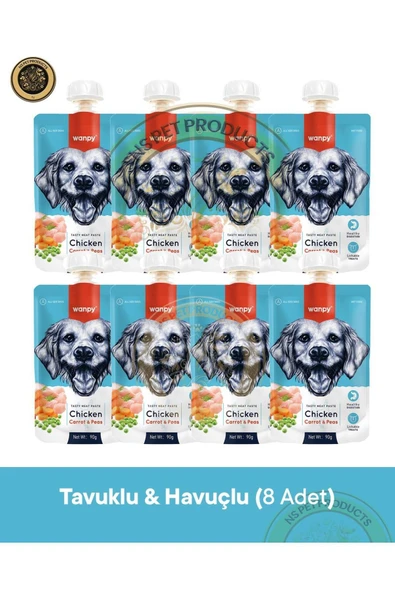 Tavuk & Havuç Köpek Et Ezmesi Köpek Ödül Maması Seti 8x90 gr ürün görseli 1