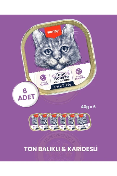 Mousse Ton Balıklı & Karidesli Alutray Kedi Yaş Maması 6x40 gr ürün görseli 1