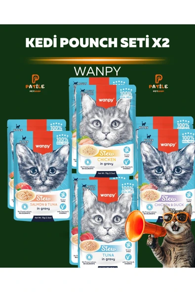 Pouch Karışık Yaş Kedi Maması Paketi 8x70 gr (Tavuk&Ördek, Somon&Ton, Ton, Tavuk) ? ürün görseli 1