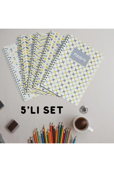 A5 Spiralli Pattern Defter 40 yaprak 5'li (Tamamı Çizgisiz) ürün görseli 1