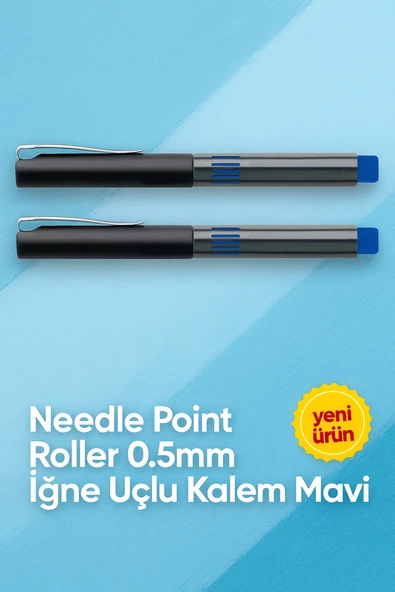 İğne Uçlu Roller Kalem 0.5 mm Mavi 2'li Ekonomik Paket ürün görseli 1
