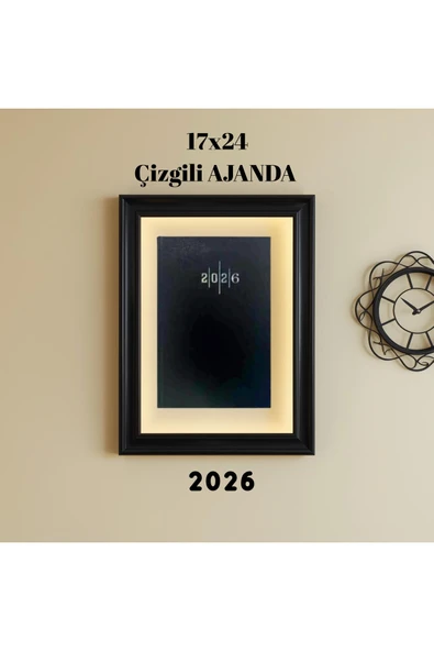 2026 Ajanda 17X24 Çizgili Siyah ürün görseli 1
