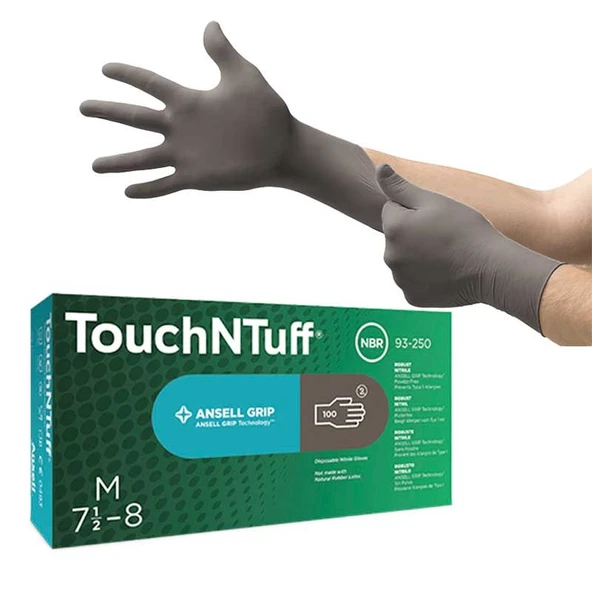 ANSELL TOUCHNTUFF® 93-250 SİYAH NİTRİL TEK KULLANIMLIK ELDİVEN XL BEDEN ürün görseli 1