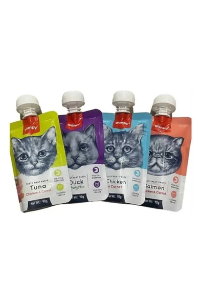 Taze Ton Balıklı & Somonlu & Tavuklu & Ördekli Kedi Ezme 90 Gr×4 Adet ürün görseli 1