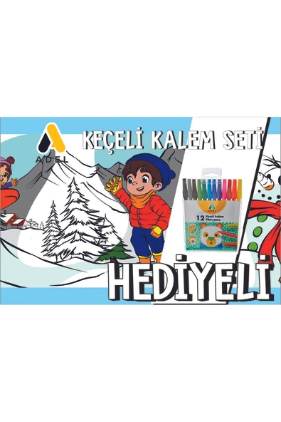 30x120 Boyama Rulosu Yaman Kar Tatili + Adel 12'li Keçeli Boya Kalemi ürün görseli 1