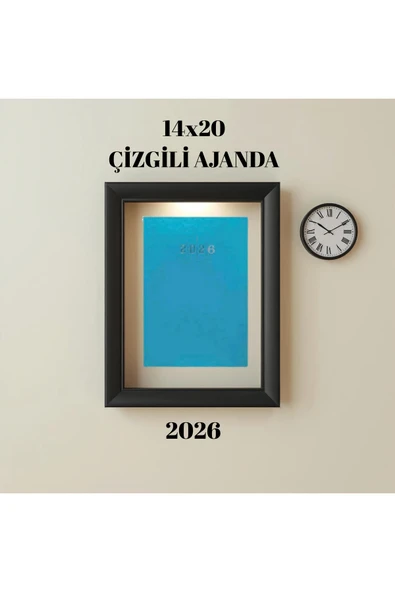 2026 Ajanda 14X20 Çizgili Turkuaz ürün görseli 1