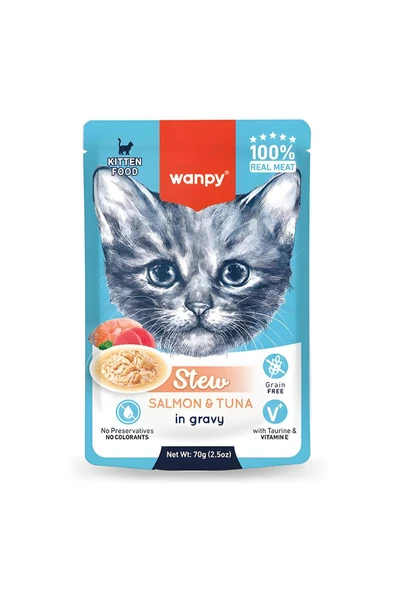 Pouch Somonlu ve Ton Balıklı Yaş Kedi Maması 70gr x 10 Adet ürün görseli 1