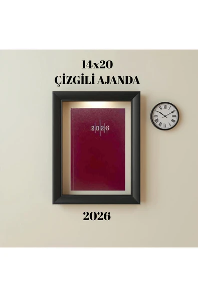 2026 Ajanda 14X20 Çizgili Bordo ürün görseli 1