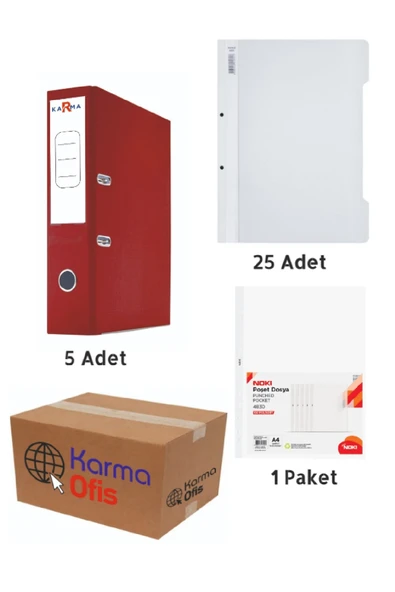 Bordo Renk Geniş Büro Klasörü Telli Dosya ve Poşet Dosya Seti 1 ürün görseli 1
