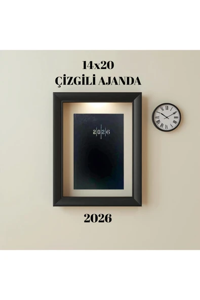 2026 Ajanda 14X20 Çizgili Siyah ürün görseli 1