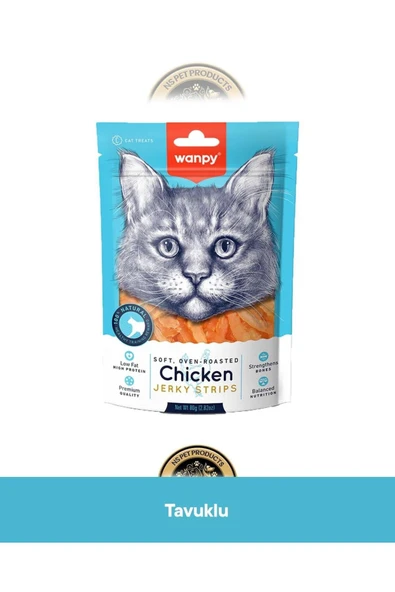 Gerçek Tavuk Fileto Jerky Strips Yumuşak Kedi Ödül Maması 80 gr ürün görseli 1