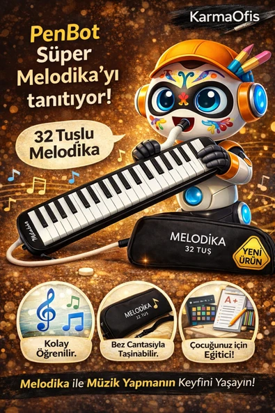 32 Tuşlu Mavi Melodika Bez Çantalı - Resim 2