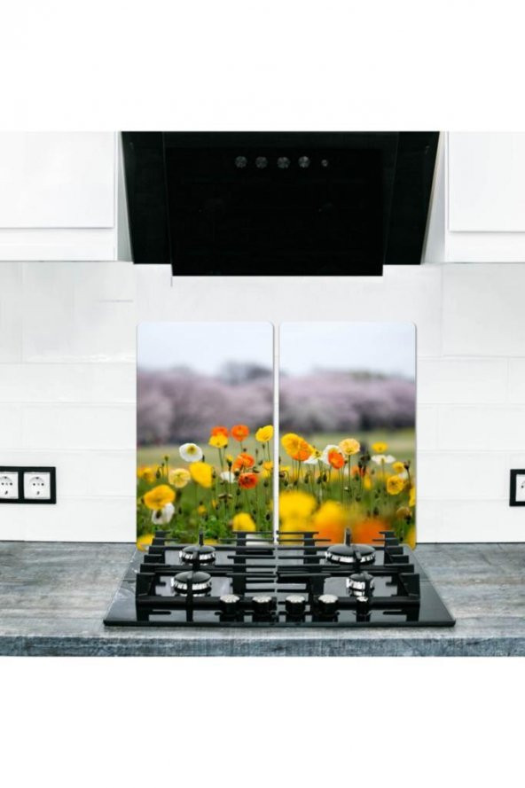 2 li 30x52 cm Cam Ocak Koruyucu Cam Kesme Tahtası Model 193 ürün görseli 1