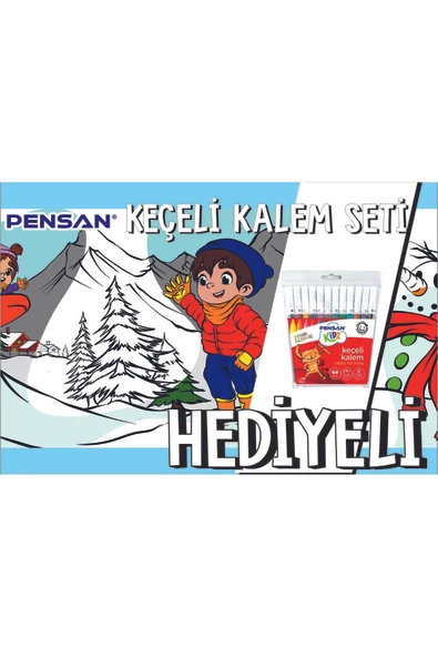 30x120 Boyama Rulosu Yaman Kar Tatili + Pensan 12'li Keçeli Boya Kalemi ürün görseli 1
