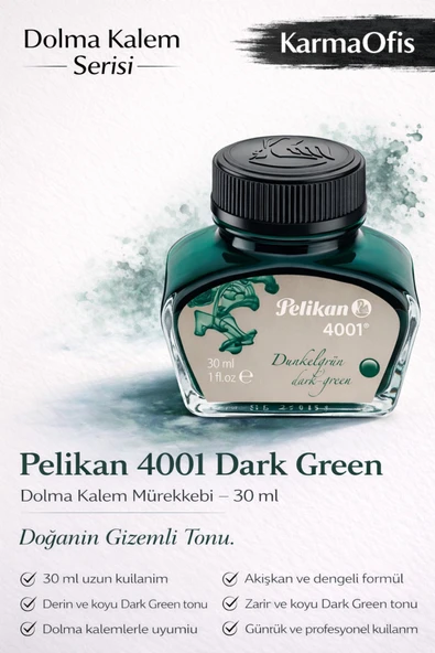 4001 Dark Green Dolma Kalem Mürekkebi 30 ml – Koyu Yeşil ürün görseli 1