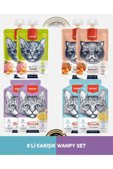 Ton Balık - Tavuk - Havuç & Somon - Tavuk - Havuç Kedi Et Ezmesi Seti 4x90 gr + Ördek Et ürün görseli 1