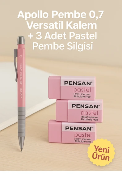 Apollo Beyaz 0.7 Versatil Kalem + 3 Adet Beyaz Silgi ürün görseli 1