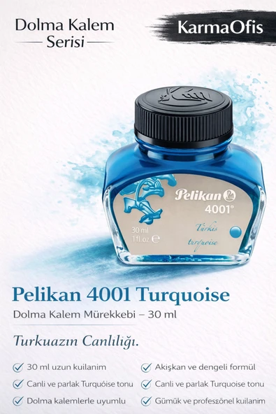 4001 Turquoise Dolma Kalem Mürekkebi 30 ml – Canlı Turkuaz ürün görseli 1