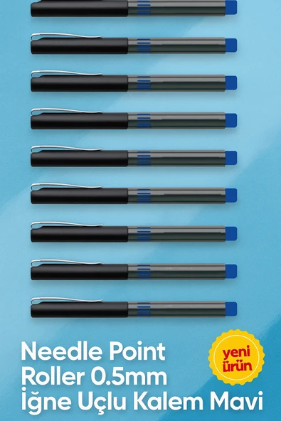 İğne Uçlu Roller Kalem 0.5 mm Mavi 9'lu Ekonomik Paket ürün görseli 1