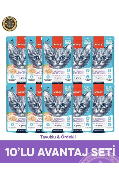 Pouch Tavuk & Ördek Yavru Kedi Yaş Maması Seti 10x70 gr ürün görseli 1
