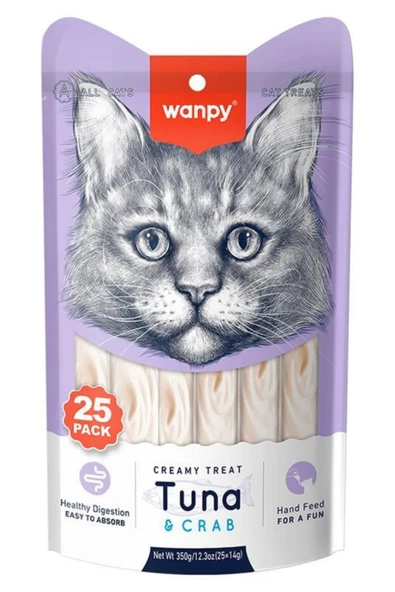 Ton Balığı ve Yengeçli Sindirim Sistemi Destekleyici Krema Kedi Ödül Maması 14gr (25'li) ürün görseli 1