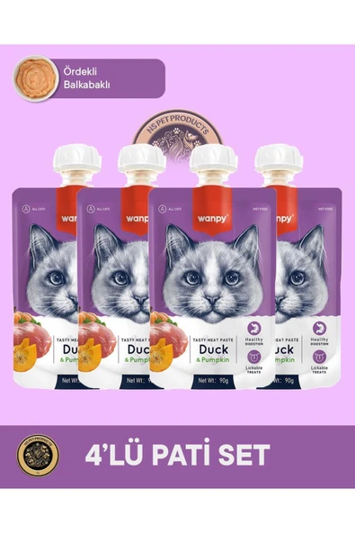 Ördek & Bal Kabak Kedi Et Ezmesi Kedi Ödül Maması Seti 4x90 gr ürün görseli 1