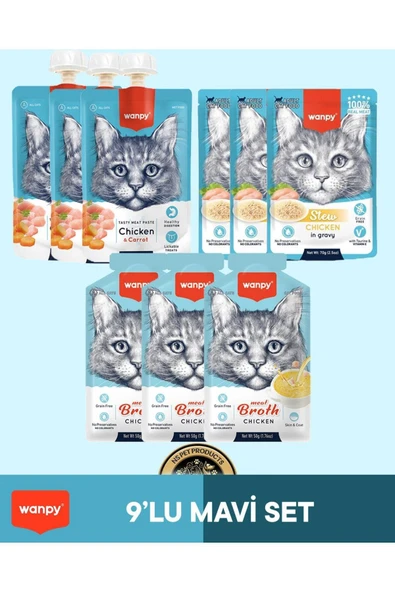 Kedi Maması 9'lu Tavuklu Mavi Set ürün görseli 1