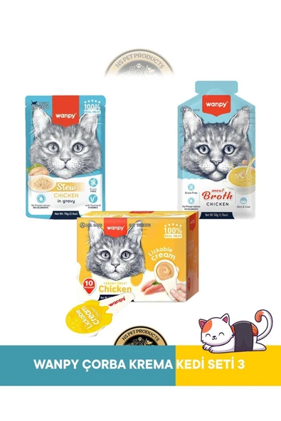Pouch Tavuk Kedi Yaş Mama 70 gr & Tavuk Çorbası 50 gr & Lickable Cream Tavuklu 10x16 gr - 3'lü ürün görseli 1